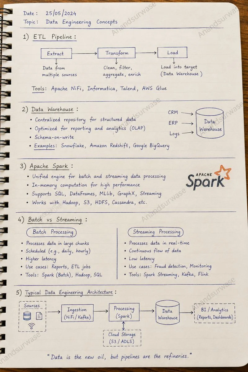 Data Engineering fundamentals covering ETL Pipelines